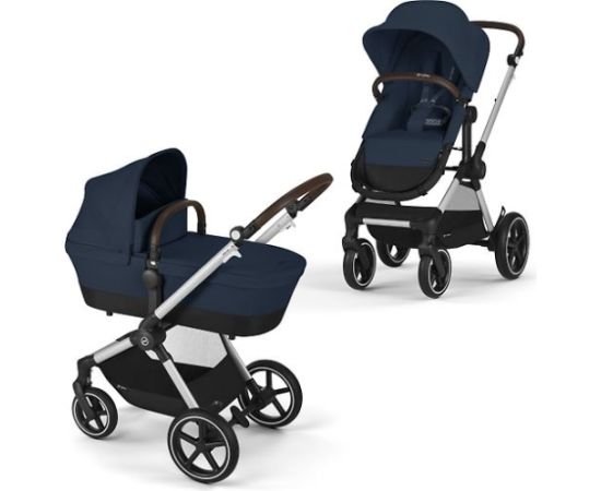 CYBEX EOS Lux kombinētie rati, Ocean Blue, sudraba rāmis Bērnu rati