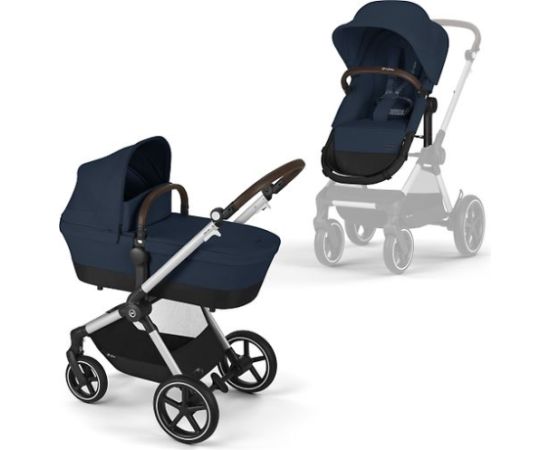 CYBEX EOS Lux kombinētie rati, Ocean Blue, sudraba rāmis Bērnu rati