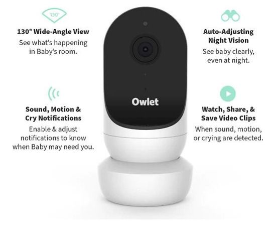 Owlet Cam 2 Smart HD video bērnu monitors, balts  Контроль и безопасность  /  Радио и видеоняни