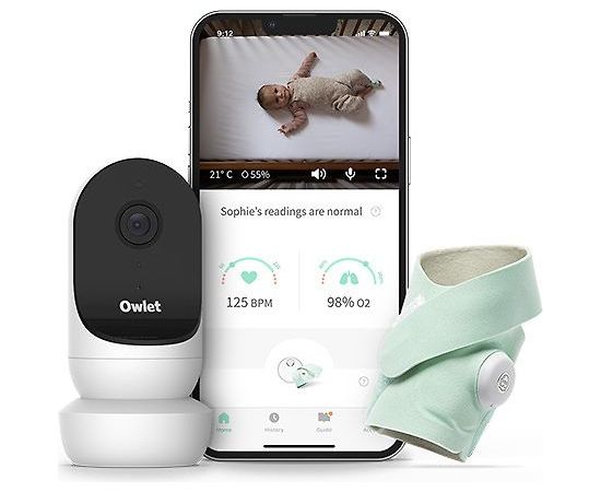 Owlet Monitor Duo: Smart Sock 3 + Cam 2 viedās zeķes + bērnu monitors, Mint