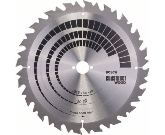 Griešanas disks kokam Bosch CONSTRUCT WOOD; 315x3,2x30,0 mm; Z20; 20°