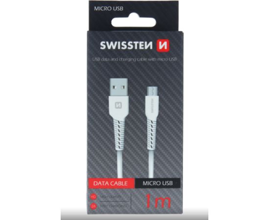 Swissten Basic Fast Charge 3A Micro USB Datu un Uzlādes Kabelis 1m Balts