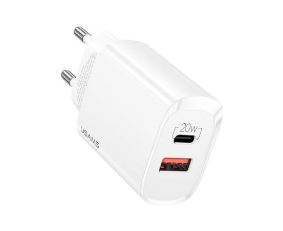 USAMS Ład. siec. 1xUSB-C+1xUSB T35 20W (only head) PD3.0 +QC3.0 Fast Charging biały|white CC121TC01 (US-CC121)