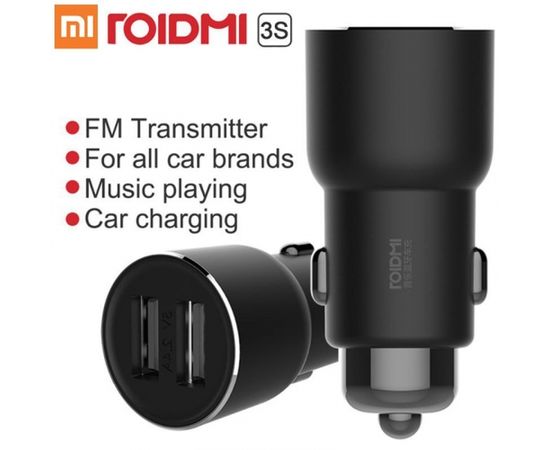 Xiaomi ROIDMI 3S FM-передатчик / Bluetooth MP3 / Зарядка 2x USB 2.4A Черный