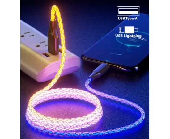 Fusion LED USB-A kabelis ar Apple Lightning 20W | 2,4A | 100 cm