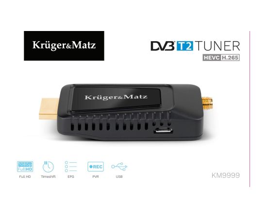 Kruger&matz KRUGER & MATZ mini Tuner DVB-T2 H.265 HEVC KM9999