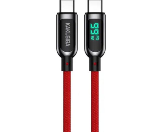 KAKUSIGA KSC-599 USB-C -> USB-C кабель для зарядки 100 Вт | ЖК-дисплей | 120 см красный