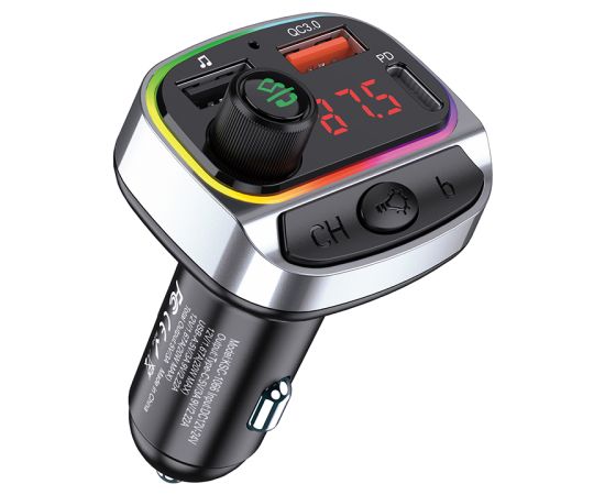 KAKUSIGA KSC-1066 auto FM raidītājs QC 3.0 | 18W | USB Flash | Bluetooth 5.0 Melns