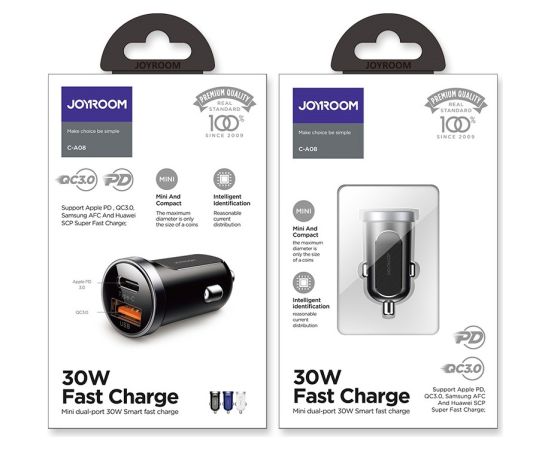 Car charger Joyroom C-A08 USB/Type-C 30W white