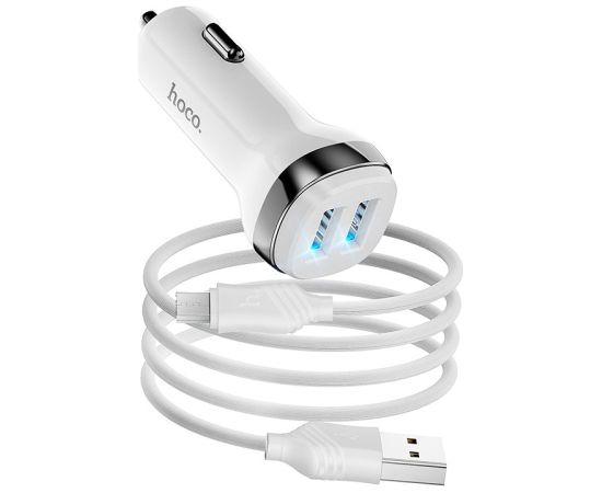 Car charger Hoco Z40 Superior Dual Port + MicroUSB white