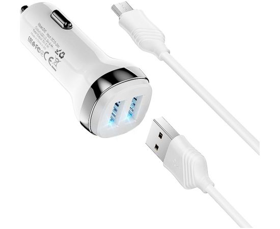 Автомобильная зарядка Hoco Z40 Superior Dual Port + MicroUSB белая