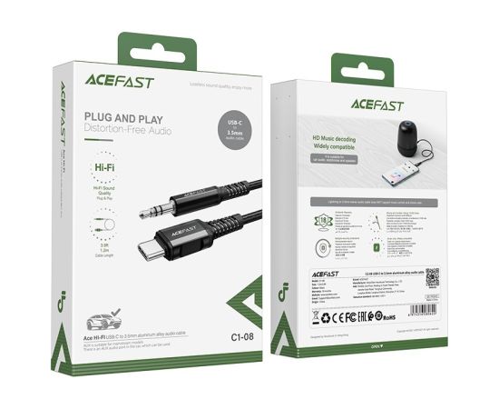 Audio adapter Acefast C1-08 USB-C to 3.5mm (M) 1.2m black