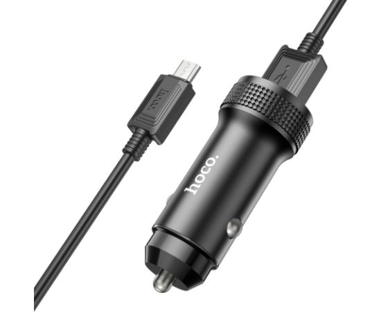 Car charger Hoco Z49A QC3.0 18W + MicroUSB black Telefonu lādētāji 12v Automašīnām