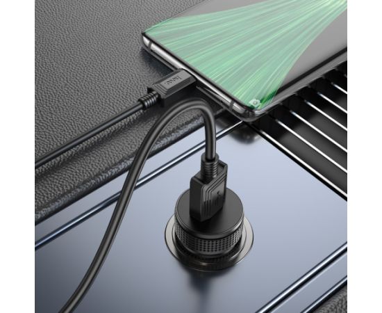 Car charger Hoco Z49A QC3.0 18W + MicroUSB black Telefonu lādētāji 12v Automašīnām