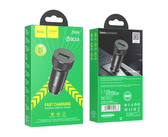 Car charger Hoco Z49A QC3.0 18W  black