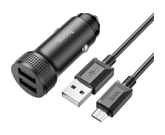 Автомобильная зарядка Hoco Z49 2xUSB-A + MicroUSB черная