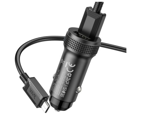 Car charger Hoco Z49 2xUSB-A + MicroUSB black