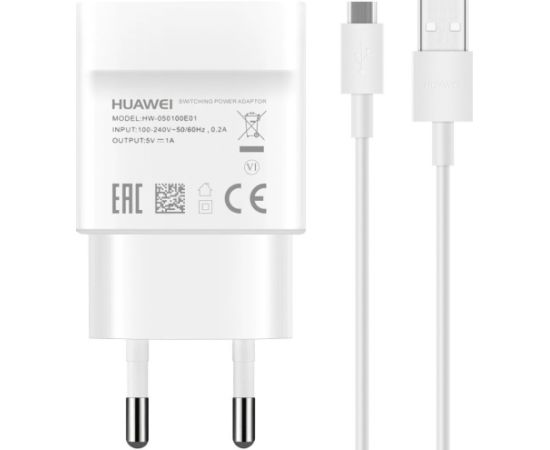 Зарядное устройство оригинальное Huawei HW-050100E01 + кабель MicroUSB 1m  белое