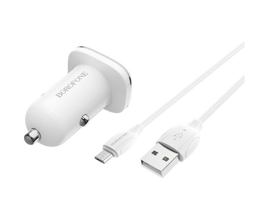 Автомобильная зарядка Borofone BZ12A QC3.0 USB + MicroUSB белый