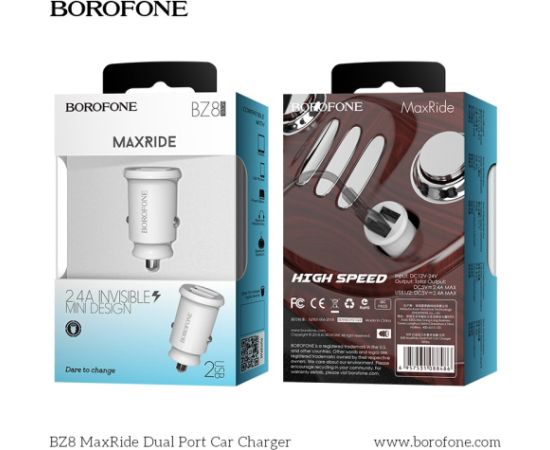 Автомобильная зарядка Borofone BZ8 MaxRide Dual Port белый