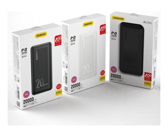 Внешний аккумулятор Power Bank Dudao K12PQ+ PD 20W QC 3.0 2xUSB-A/Type-C 20000mAh черный