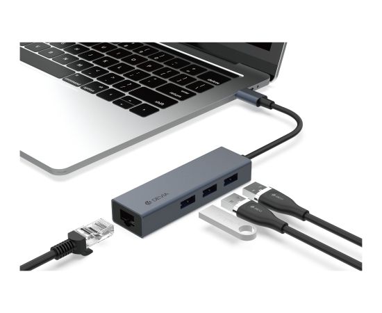 USB hub Devia Leopard Type-C To USB 3.1 + USB3.0*4 grey