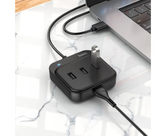 USB разветвитель Hoco HB31 Easy 4-in-1 converter USB to 4xUSB2.0 1.2m черный