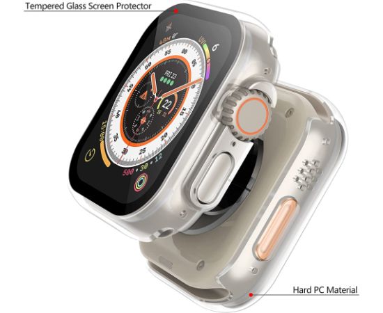 Tempered glass case 360 degree cover Apple Watch Ultra 49mm transparent