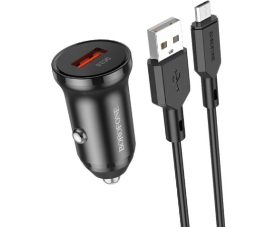 Автомобильная зарядка Borofone BZ18 Quick Charge 3.0 18W + MicroUSB черная