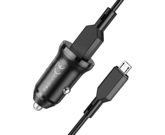 Автомобильная зарядка Borofone BZ18 Quick Charge 3.0 18W + MicroUSB черная