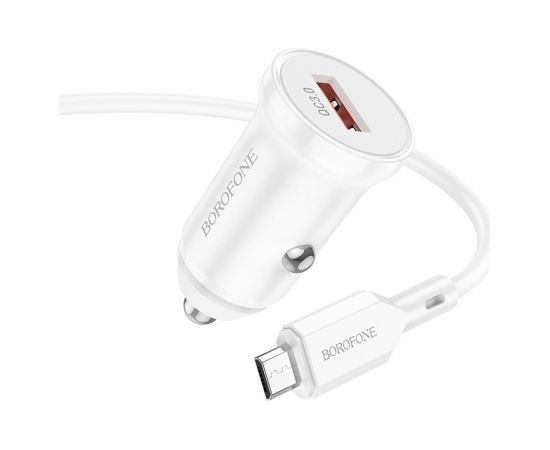 Car charger Borofone BZ18 Quick Charge 3.0 18W + MicroUSB white