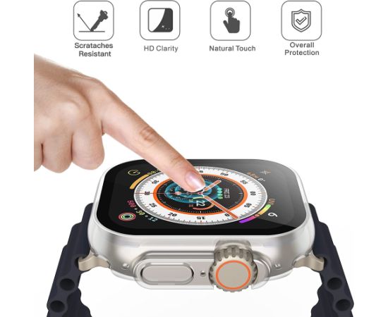 Tempered glass case 360 degree cover Apple Watch 44mm transparent