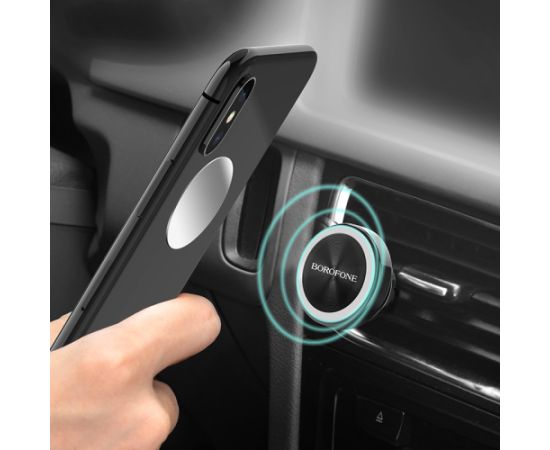 Car phone holder Borofone BH6, for using on ventilation grille, magnetic fixing, black