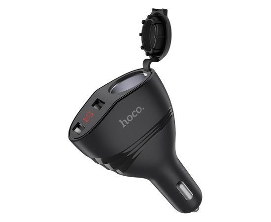 Car charger Hoco Z34 with 2 USB connectors (3.1A)  with LED display black Telefonu lādētāji 12v Automašīnām