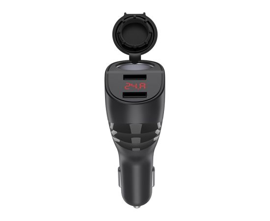 Car charger Hoco Z34 with 2 USB connectors (3.1A)  with LED display black Telefonu lādētāji 12v Automašīnām