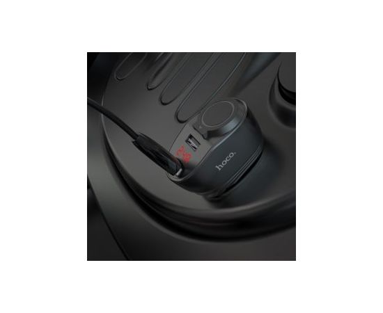 Car charger Hoco Z34 with 2 USB connectors (3.1A)  with LED display black Telefonu lādētāji 12v Automašīnām