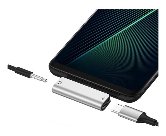 Adapter Hoco LS26 from Type-C to Type-C + 3,5mm silver Adapteri