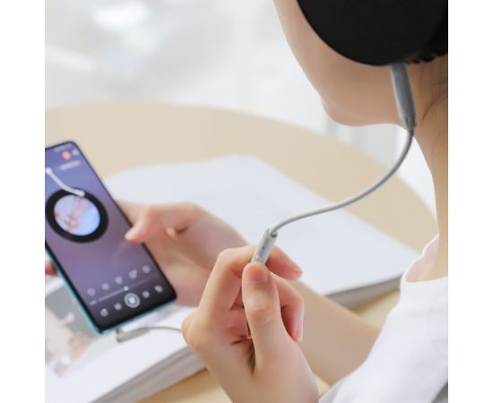 Audio adapter 3,5mm to 3,5mm Borofone BL5 AUX with microphone gray Adapteri