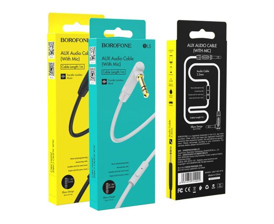 Audio adapter 3,5mm to 3,5mm Borofone BL5 AUX with microphone gray Adapteri