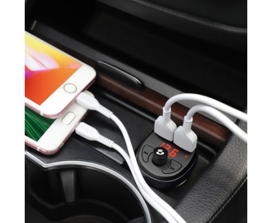 Transmitter Hoco E41 Bluetooth MP3 player / FM modulator (hands free, microSD, SD, 2xUSB, LCD, 3.1A charger) Auto FM Transmiteri un Carplay ierīces