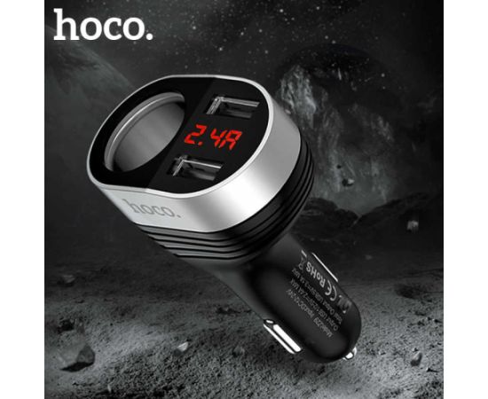Автомобильная зарядка HOCO Z29 с 2 USB разъемами (3.1A) с LCD екраном черный