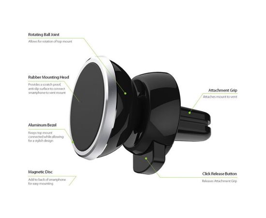 Car phone holder CPH-26, for using on ventilation grille, magnetic fixing Telefonu Turētāji Auto Velo Moto