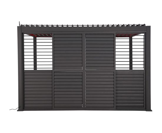 Louver sliding wall for gazebo MIRADOR-111 4m, dark grey