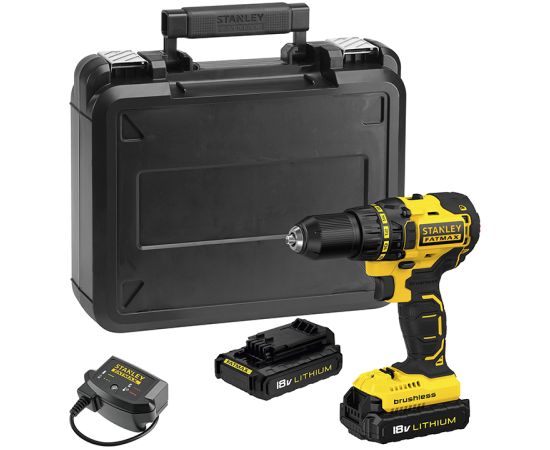 Urbjmašīna-skrūvgriezis Stanley FMC608C2K; 18 V; 2x1,3 Ah akum. Urbjmašīnas un skrūvgrieži