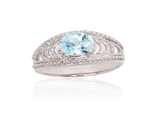 Серебряное кольцо #2101915(PRh-Gr)_TZLB, Серебро 925°, родий (покрытие), Небесно-голубой топаз, Размер: 17, 3.1 гр.