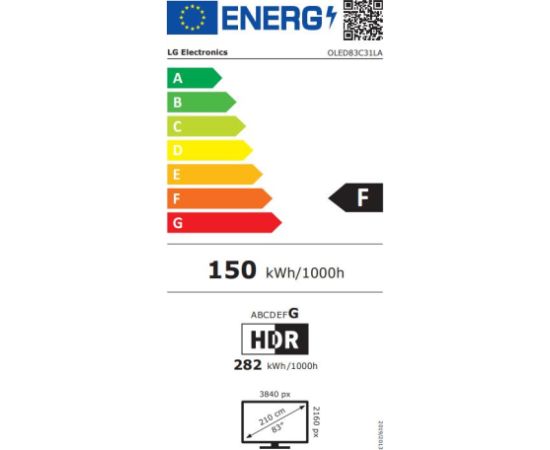 TV Set LG 83" OLED/4K/Smart 3840x2160 Wireless LAN Bluetooth webOS OLED83C31LA Телевизоры