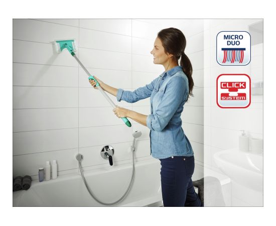 LEIFHEIT Flīžu un vannas istabas birste ar teleskopisku kātu 93–150cm Bath Cleaner micro duo