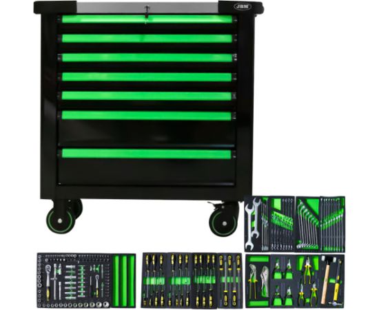 JBM Instrumentu rati zaļi XL ar 7 lādēm un 192 instrumentiem