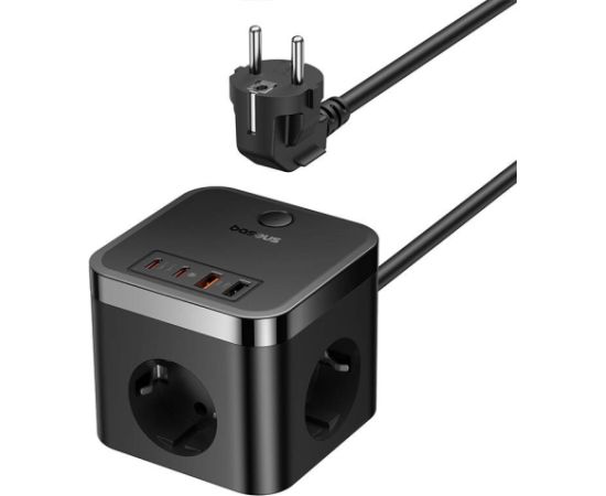 Wall charger Baseus PowerCombo 3AC+2U+2C 30W, 1.5m (black)