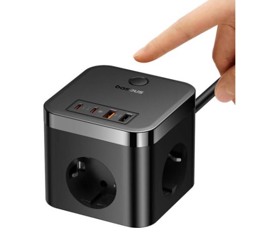 Wall charger Baseus PowerCombo 3AC+2U+2C 30W, 1.5m (black)